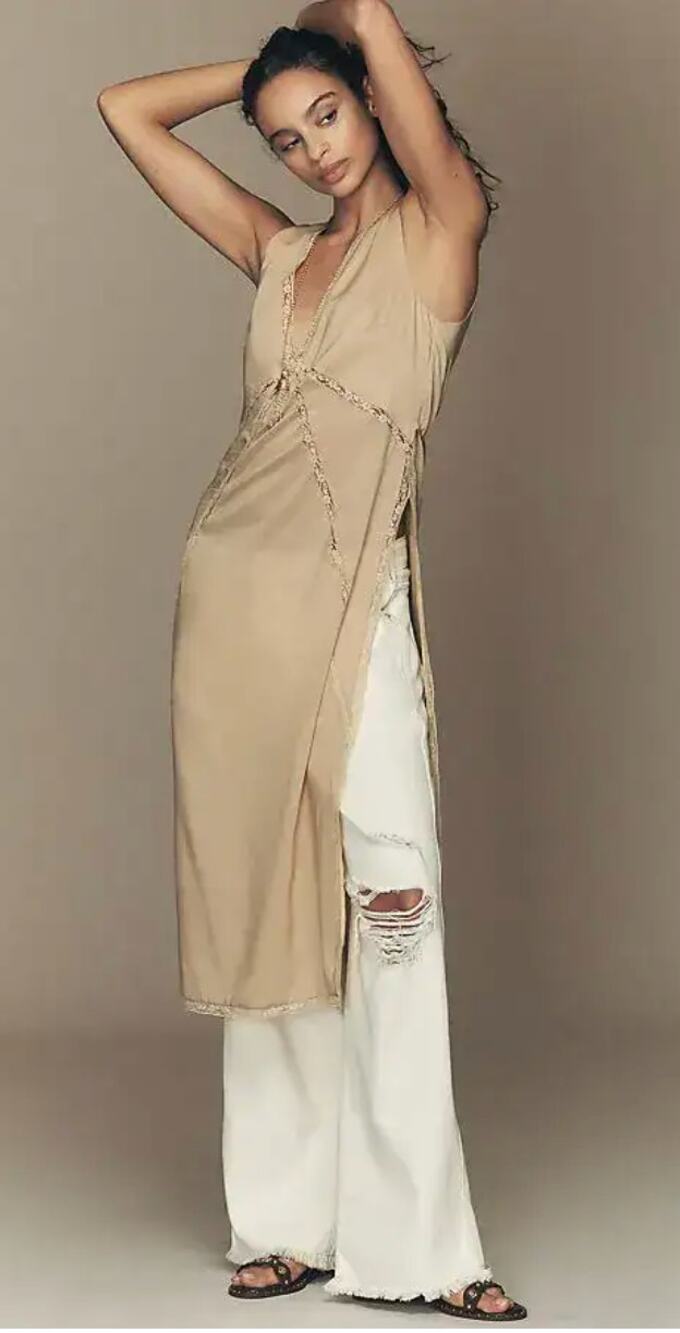 NWT Mare Mare x Anthropologie Silken Sleeveless V-Neck Tunic sz. S